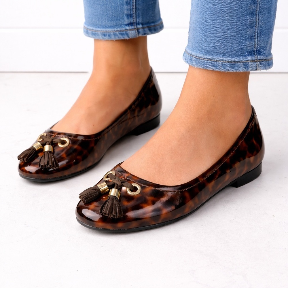 [Sperry] Bliss Patent Tortoise Tassel Flats